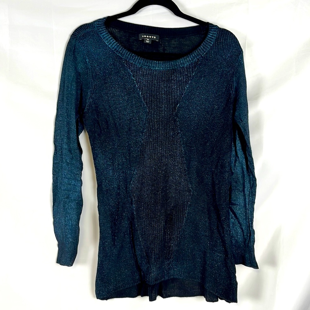 Trouve Women' Long Sleeve Sweater Navy Blue Size XS